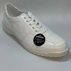 Genuine Caiman Leather Men’s 13 White Sneakers Orfeo Belvedere Exotic